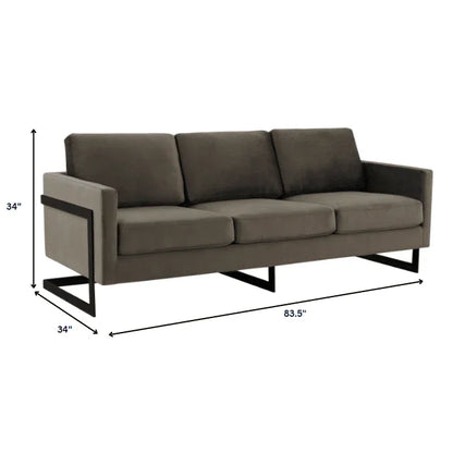Lincoln 3-Seater Upholstered Velvet Sofa with Black Stainless-Steel Base - Elax Furniture