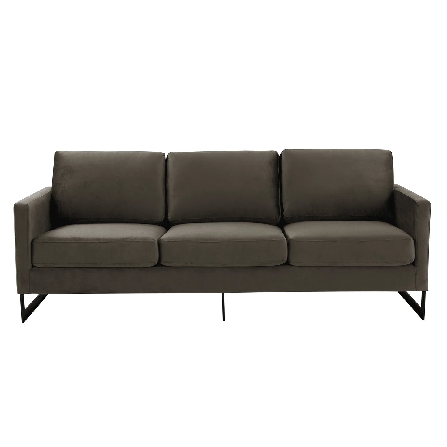 Lincoln 3-Seater Upholstered Velvet Sofa with Black Stainless-Steel Base - Elax Furniture