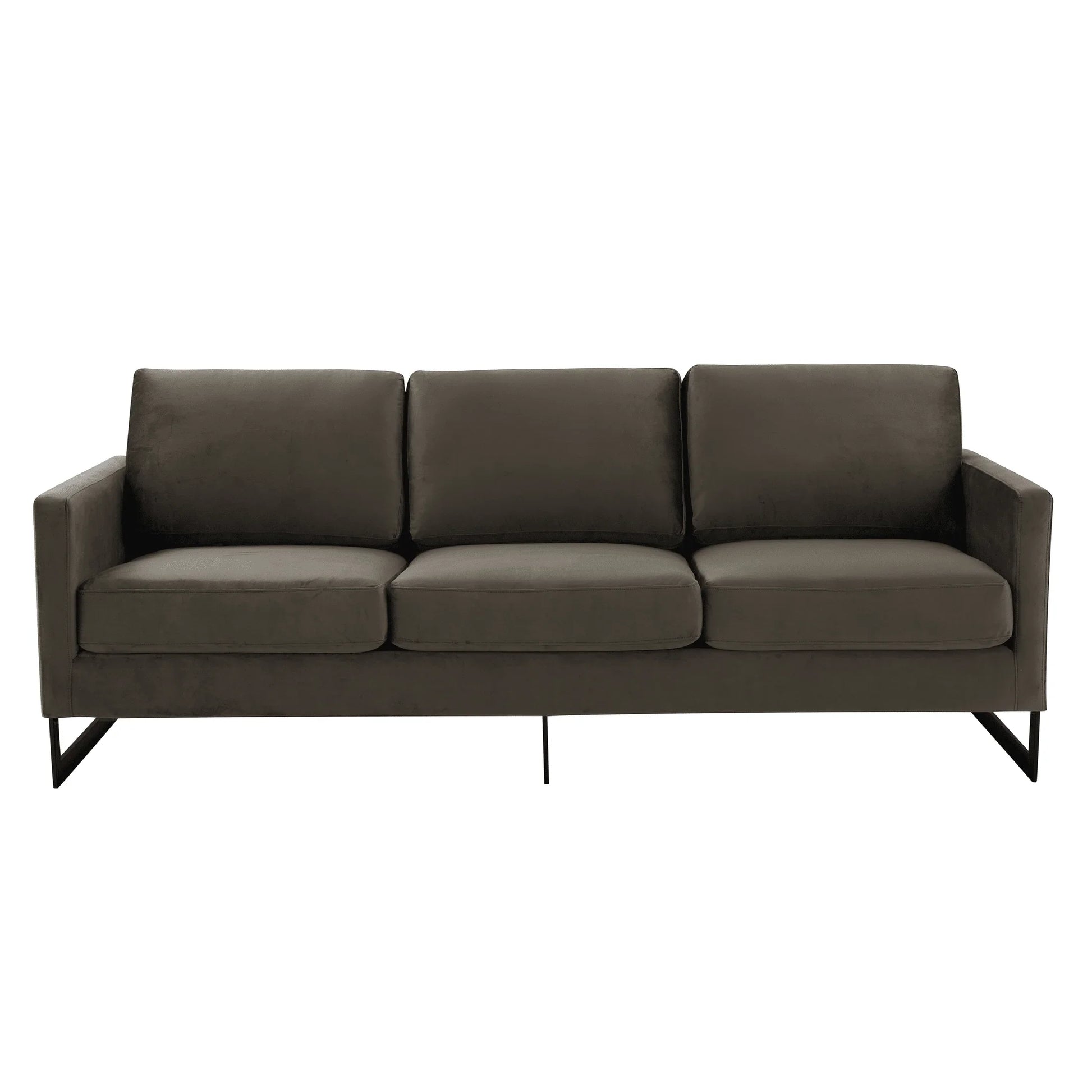 Lincoln 3-Seater Upholstered Velvet Sofa with Black Stainless-Steel Base - Elax Furniture