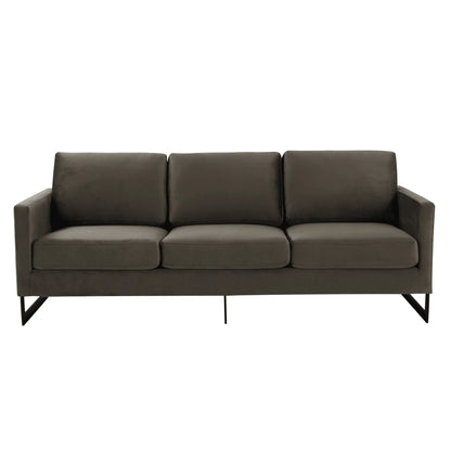 Lincoln 3-Seater Upholstered Velvet Sofa with Black Stainless-Steel Base - Elax Furniture