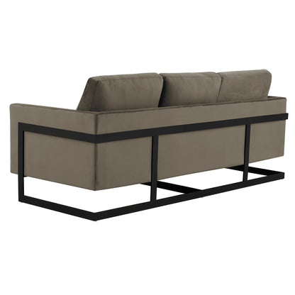 Lincoln 3-Seater Upholstered Velvet Sofa with Black Stainless-Steel Base - Elax Furniture