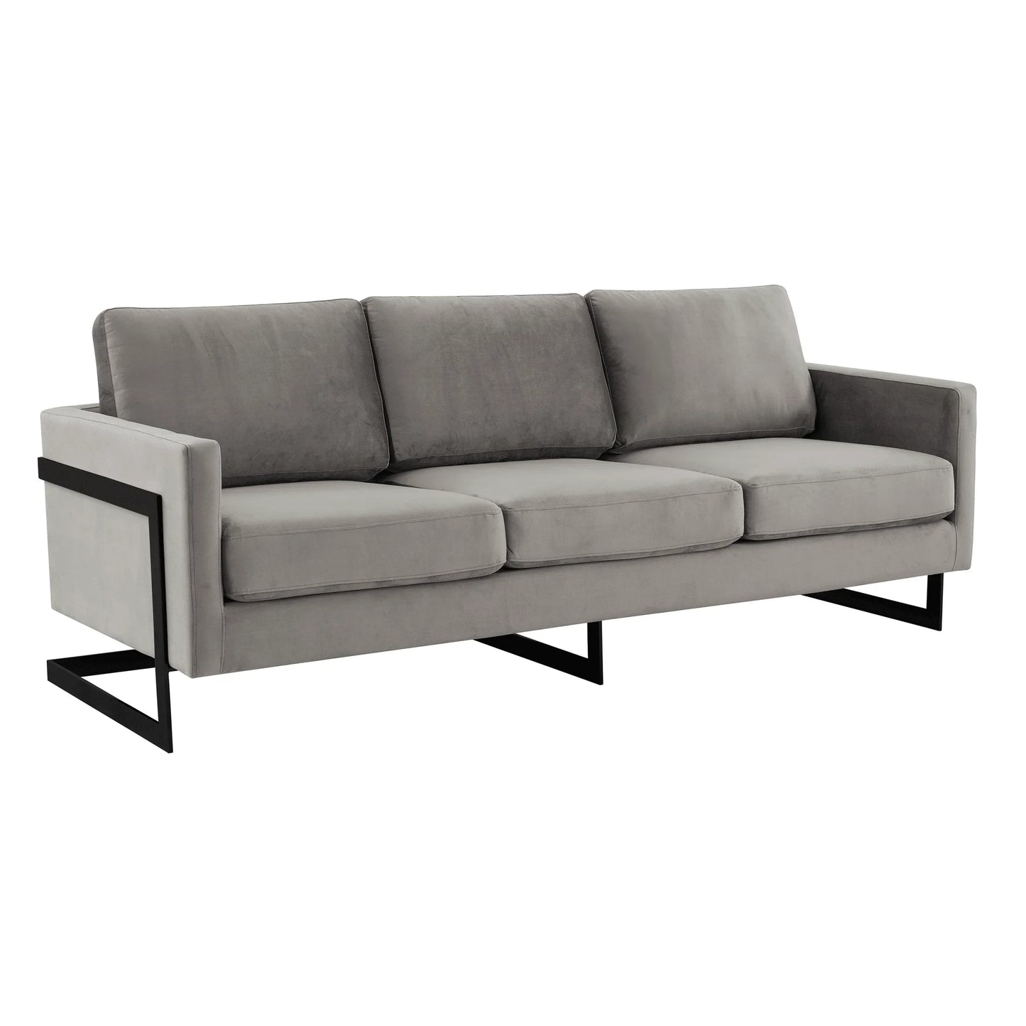 Lincoln 3-Seater Upholstered Velvet Sofa with Black Stainless-Steel Base - Elax Furniture