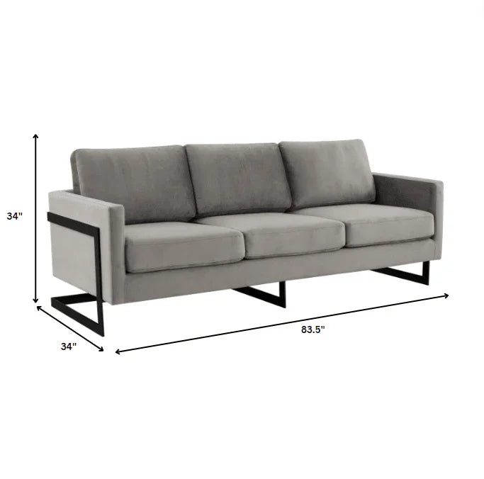 Lincoln 3-Seater Upholstered Velvet Sofa with Black Stainless-Steel Base - Elax Furniture