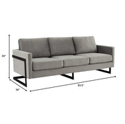 Lincoln 3-Seater Upholstered Velvet Sofa with Black Stainless-Steel Base - Elax Furniture