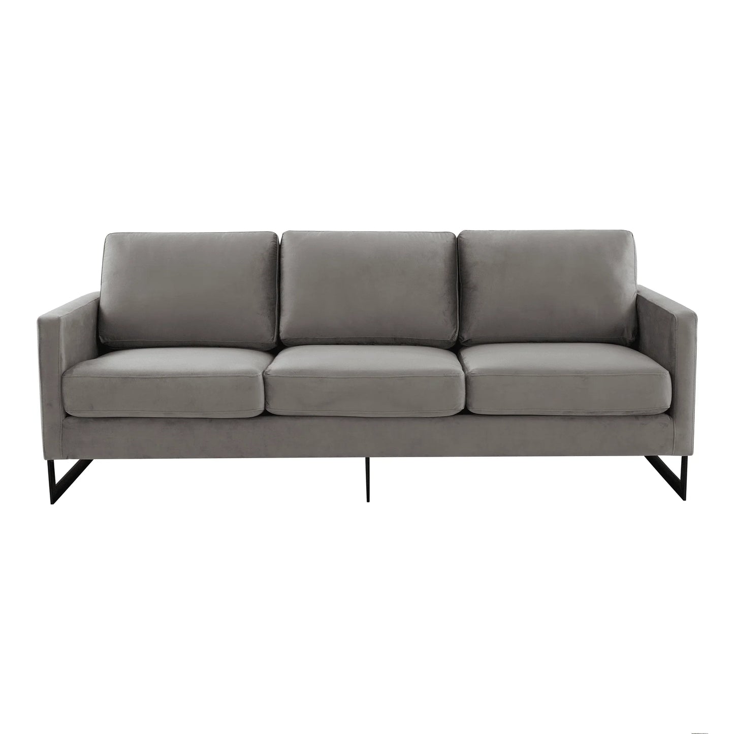 Lincoln 3-Seater Upholstered Velvet Sofa with Black Stainless-Steel Base - Elax Furniture