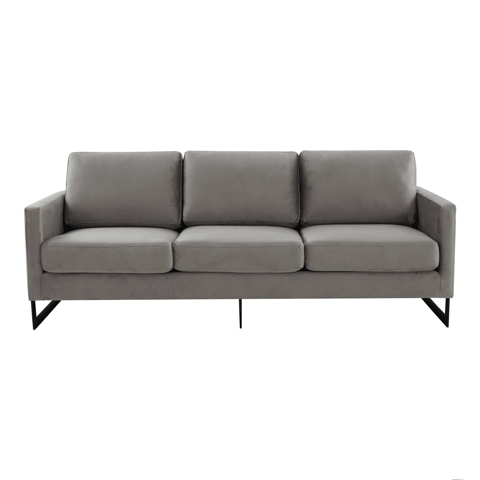 Lincoln 3-Seater Upholstered Velvet Sofa with Black Stainless-Steel Base - Elax Furniture