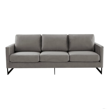 Lincoln 3-Seater Upholstered Velvet Sofa with Black Stainless-Steel Base - Elax Furniture