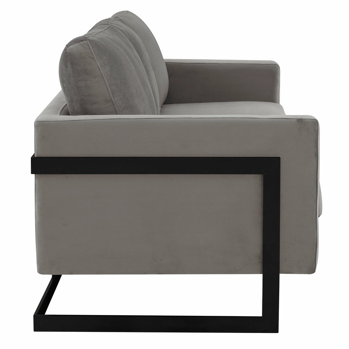 Lincoln 3-Seater Upholstered Velvet Sofa with Black Stainless-Steel Base - Elax Furniture