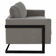 Lincoln 3-Seater Upholstered Velvet Sofa with Black Stainless-Steel Base - Elax Furniture