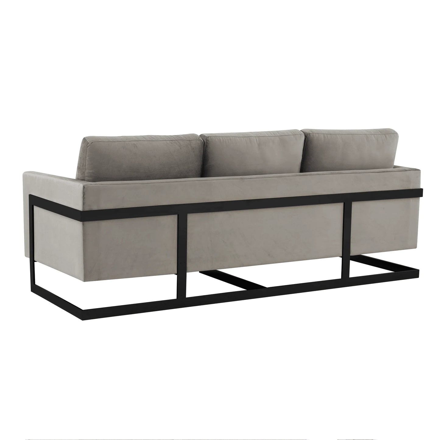Lincoln 3-Seater Upholstered Velvet Sofa with Black Stainless-Steel Base - Elax Furniture