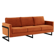 Lincoln 3-Seater Upholstered Velvet Sofa with Black Stainless-Steel Base - Elax Furniture