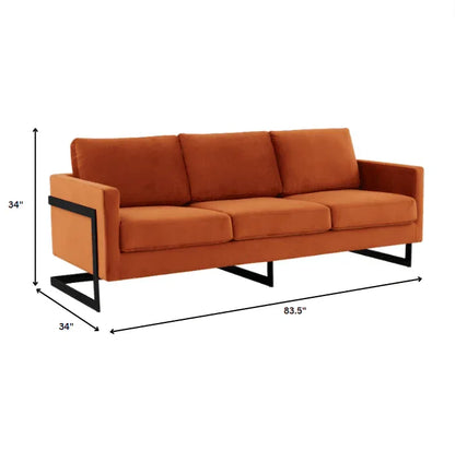 Lincoln 3-Seater Upholstered Velvet Sofa with Black Stainless-Steel Base - Elax Furniture