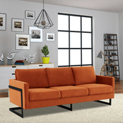 Lincoln 3-Seater Upholstered Velvet Sofa with Black Stainless-Steel Base - Elax Furniture