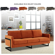 Lincoln 3-Seater Upholstered Velvet Sofa with Black Stainless-Steel Base - Elax Furniture