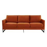 Lincoln 3-Seater Upholstered Velvet Sofa with Black Stainless-Steel Base - Elax Furniture