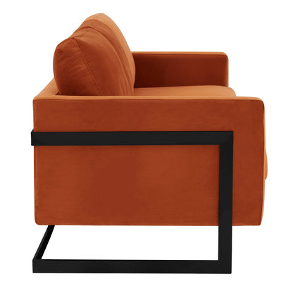 Lincoln 3-Seater Upholstered Velvet Sofa with Black Stainless-Steel Base - Elax Furniture