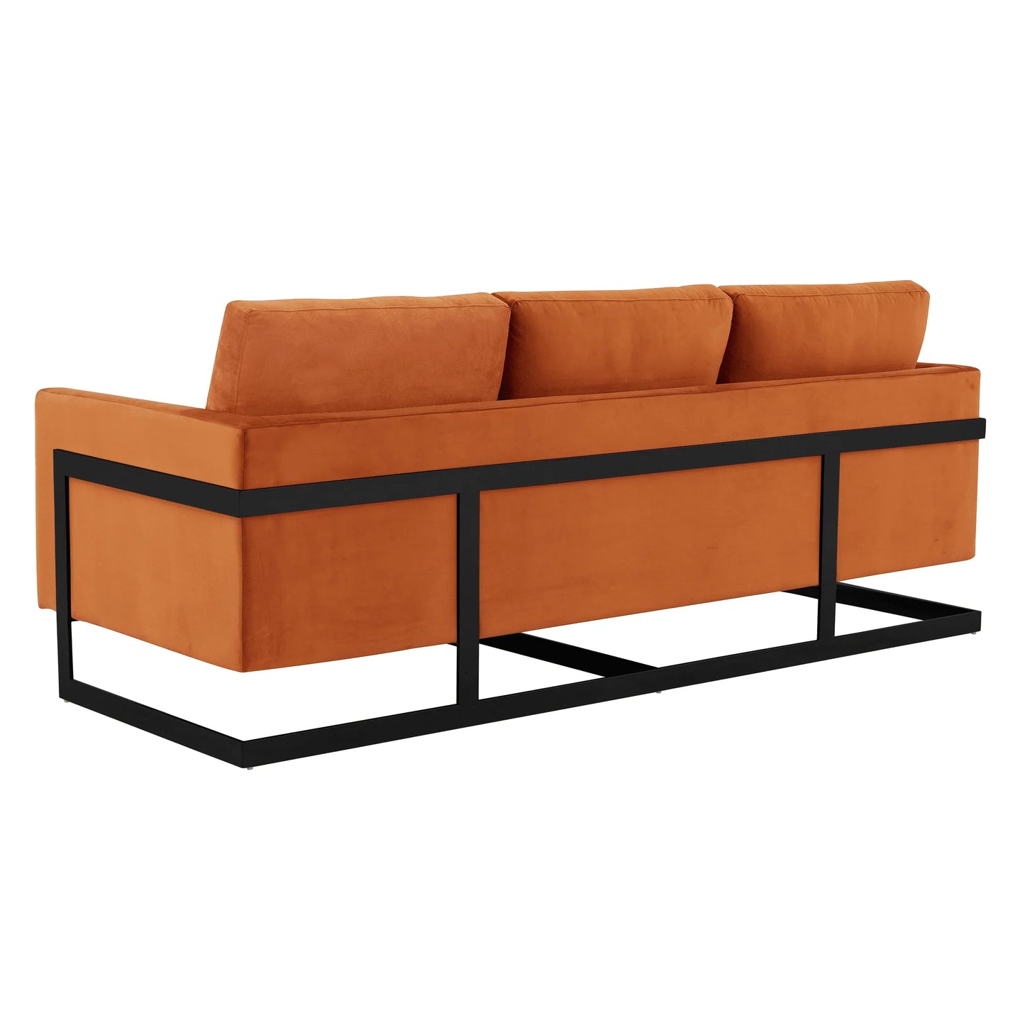 Lincoln 3-Seater Upholstered Velvet Sofa with Black Stainless-Steel Base - Elax Furniture