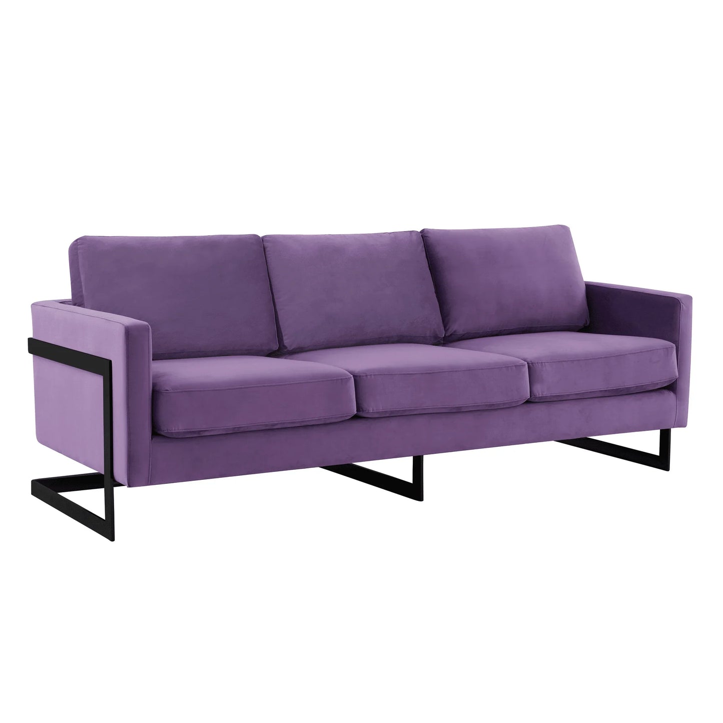 Lincoln 3-Seater Upholstered Velvet Sofa with Black Stainless-Steel Base - Elax Furniture