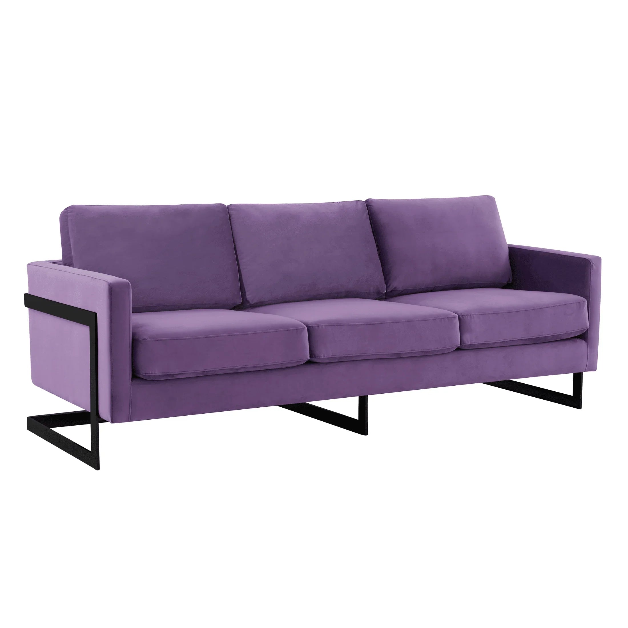 Lincoln 3-Seater Upholstered Velvet Sofa with Black Stainless-Steel Base - Elax Furniture