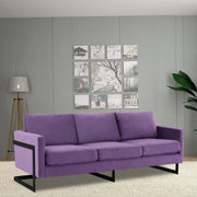 Lincoln 3-Seater Upholstered Velvet Sofa with Black Stainless-Steel Base - Elax Furniture