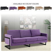 Lincoln 3-Seater Upholstered Velvet Sofa with Black Stainless-Steel Base - Elax Furniture