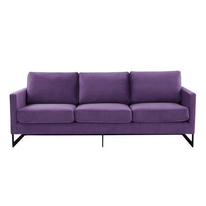 Lincoln 3-Seater Upholstered Velvet Sofa with Black Stainless-Steel Base - Elax Furniture