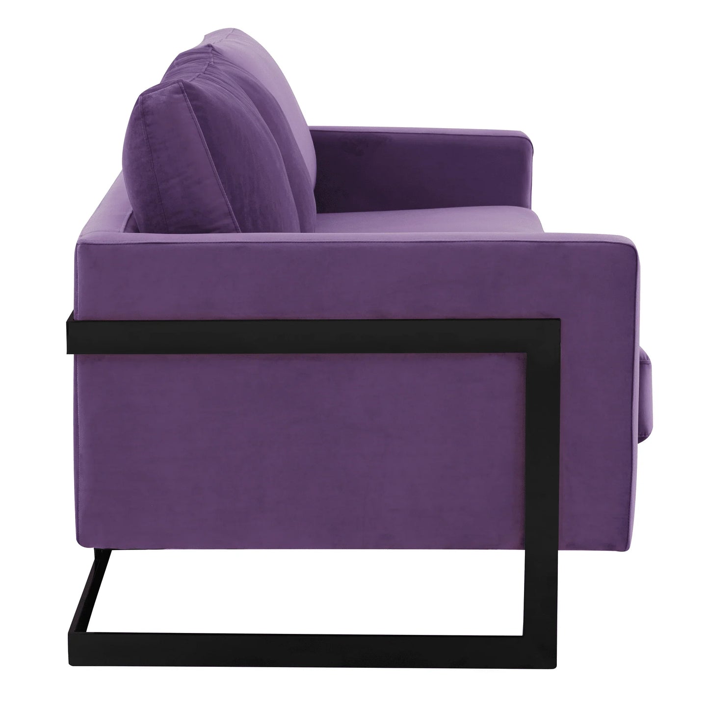 Lincoln 3-Seater Upholstered Velvet Sofa with Black Stainless-Steel Base - Elax Furniture