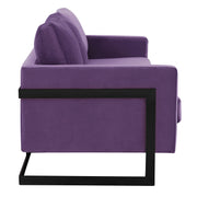 Lincoln 3-Seater Upholstered Velvet Sofa with Black Stainless-Steel Base - Elax Furniture