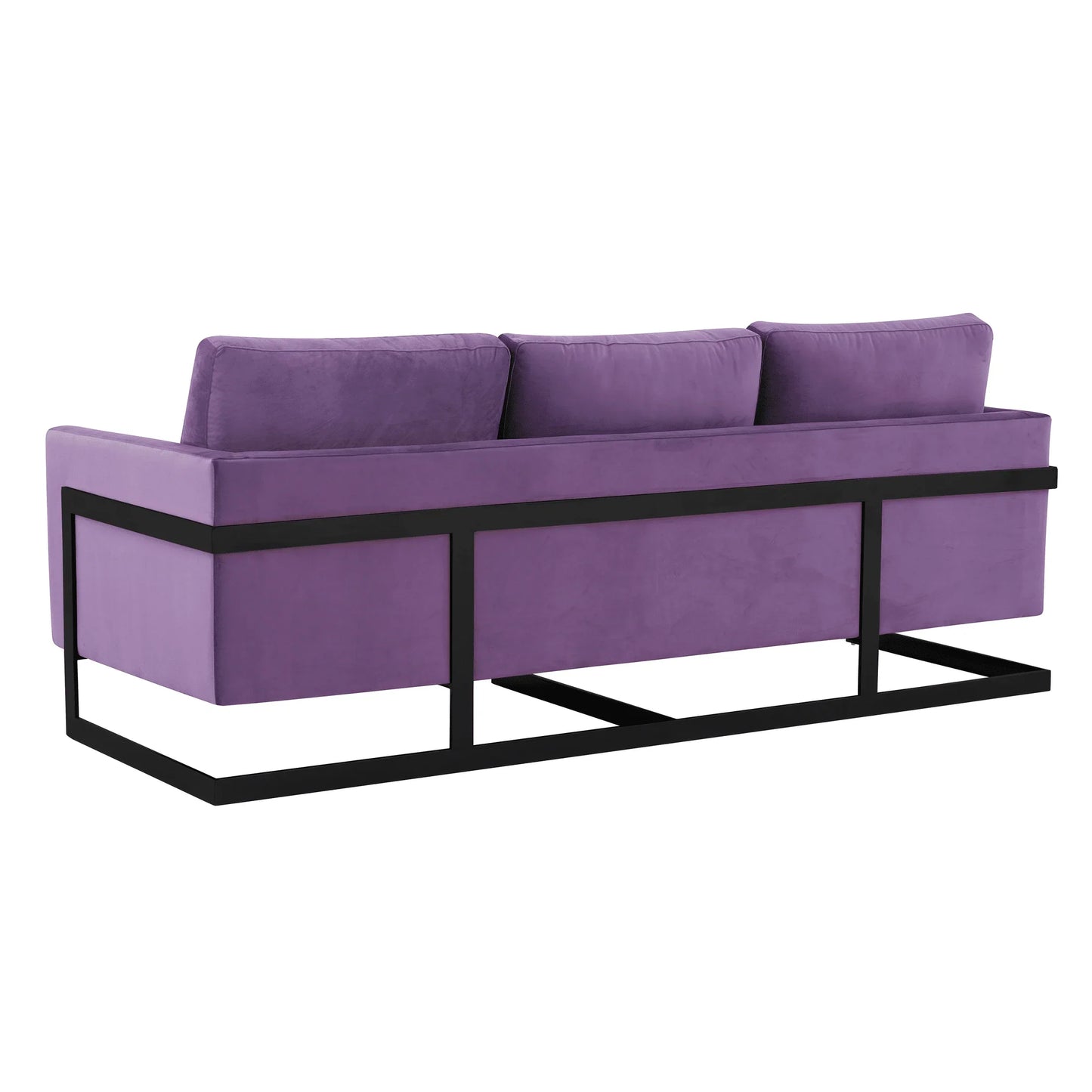 Lincoln 3-Seater Upholstered Velvet Sofa with Black Stainless-Steel Base - Elax Furniture