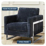 Lincoln Accent Chair Upholstered in Boucle with Black Stainless-Steel Frame - Elax Furniture