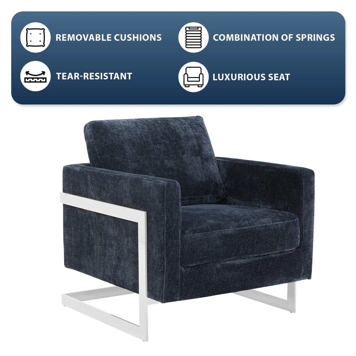 Lincoln Accent Chair Upholstered in Boucle with Black Stainless-Steel Frame - Elax Furniture