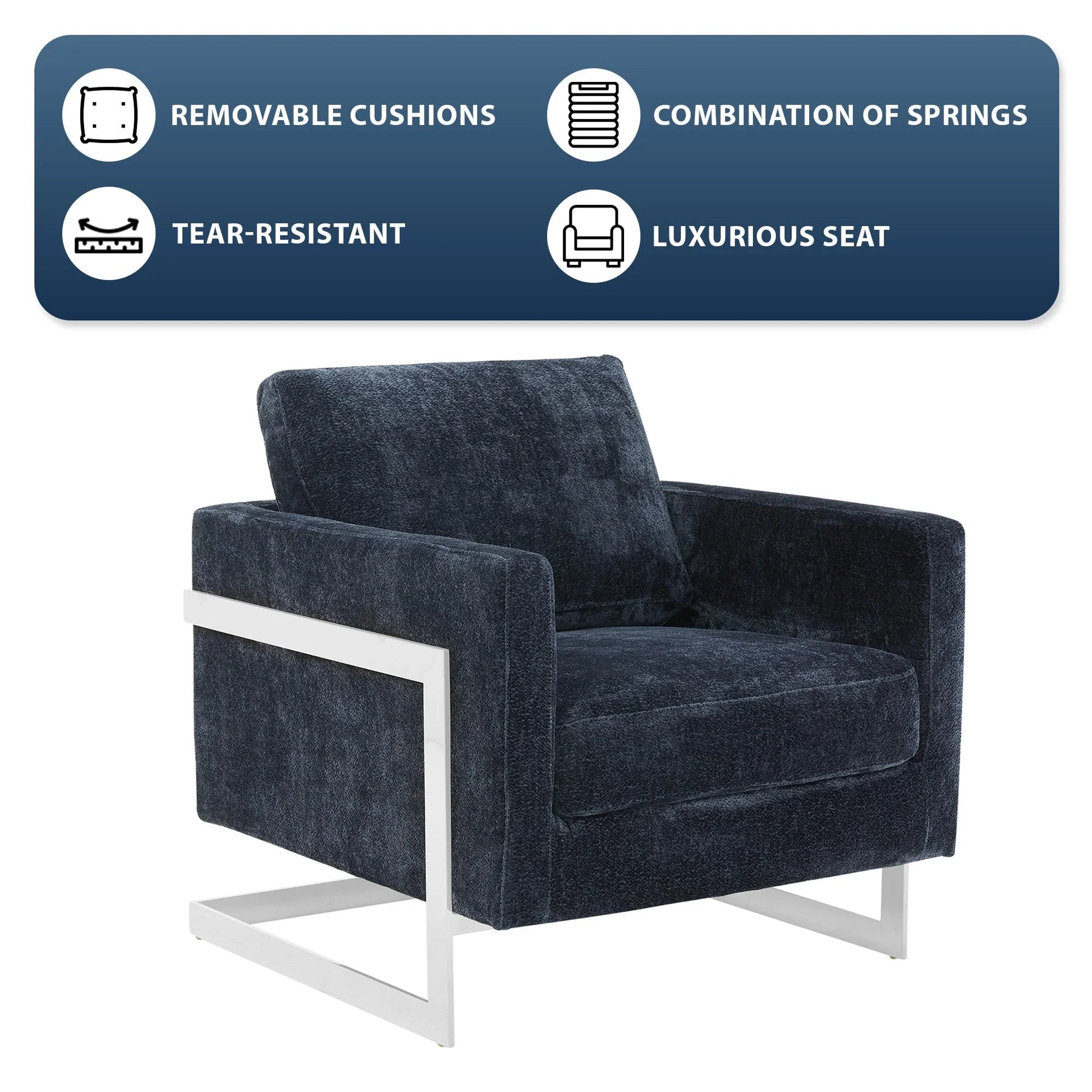 Lincoln Accent Chair Upholstered in Boucle with Black Stainless-Steel Frame - Elax Furniture