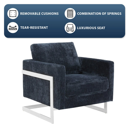 Lincoln Accent Chair Upholstered in Boucle with Black Stainless-Steel Frame - Elax Furniture