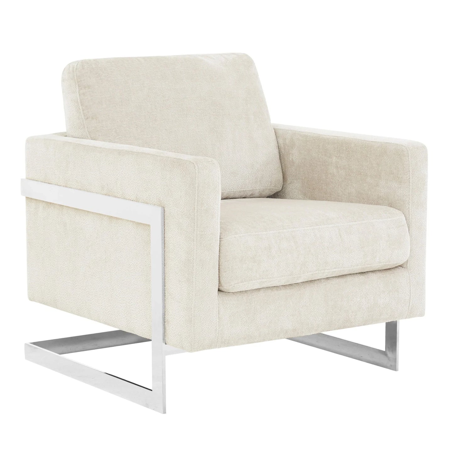 Lincoln Accent Chair Upholstered in Boucle with Black Stainless-Steel Frame - Elax Furniture