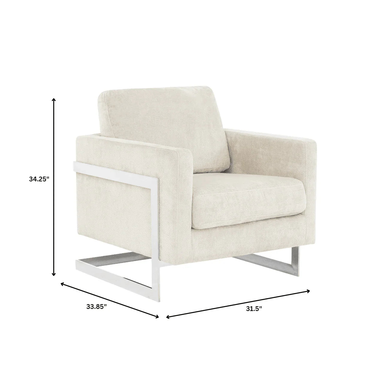 Lincoln Accent Chair Upholstered in Boucle with Black Stainless-Steel Frame - Elax Furniture