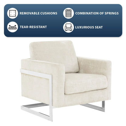 Lincoln Accent Chair Upholstered in Boucle with Black Stainless-Steel Frame - Elax Furniture