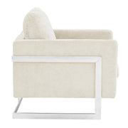 Lincoln Accent Chair Upholstered in Boucle with Black Stainless-Steel Frame - Elax Furniture