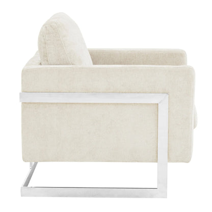 Lincoln Accent Chair Upholstered in Boucle with Black Stainless-Steel Frame - Elax Furniture