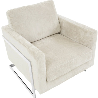 Lincoln Accent Chair Upholstered in Boucle with Black Stainless-Steel Frame - Elax Furniture