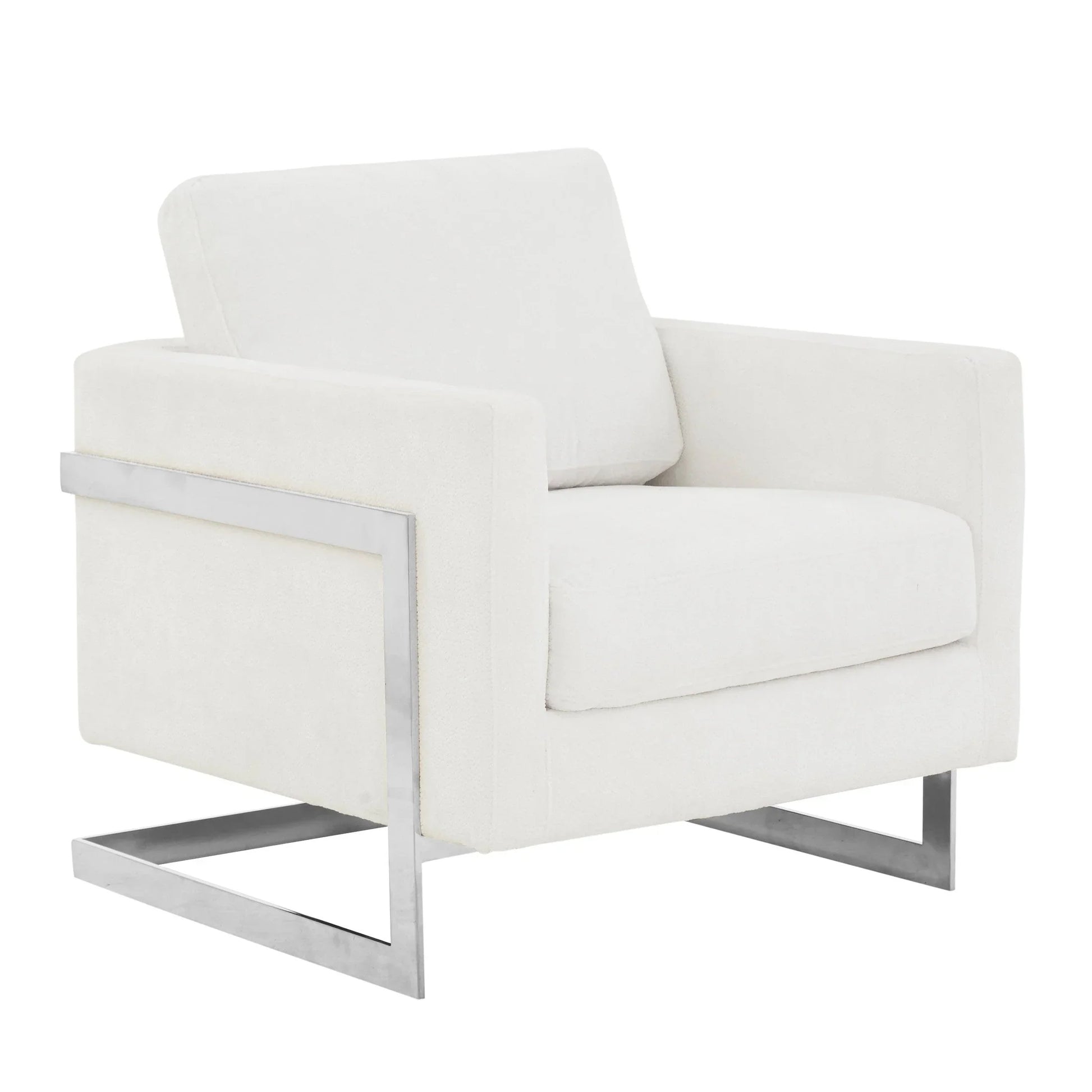 Lincoln Accent Chair Upholstered in Boucle with Black Stainless-Steel Frame - Elax Furniture