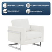 Lincoln Accent Chair Upholstered in Boucle with Black Stainless-Steel Frame - Elax Furniture