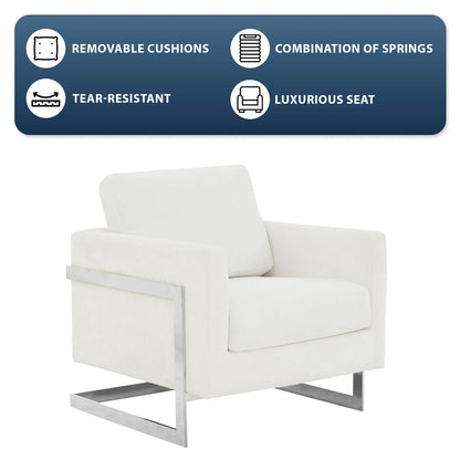 Lincoln Accent Chair Upholstered in Boucle with Black Stainless-Steel Frame - Elax Furniture