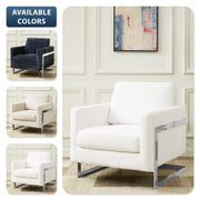 Lincoln Accent Chair Upholstered in Boucle with Black Stainless-Steel Frame - Elax Furniture