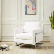 Lincoln Accent Chair Upholstered in Boucle with Black Stainless-Steel Frame - Elax Furniture