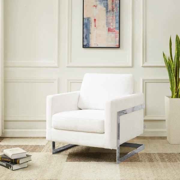 Lincoln Accent Chair Upholstered in Boucle with Black Stainless-Steel Frame