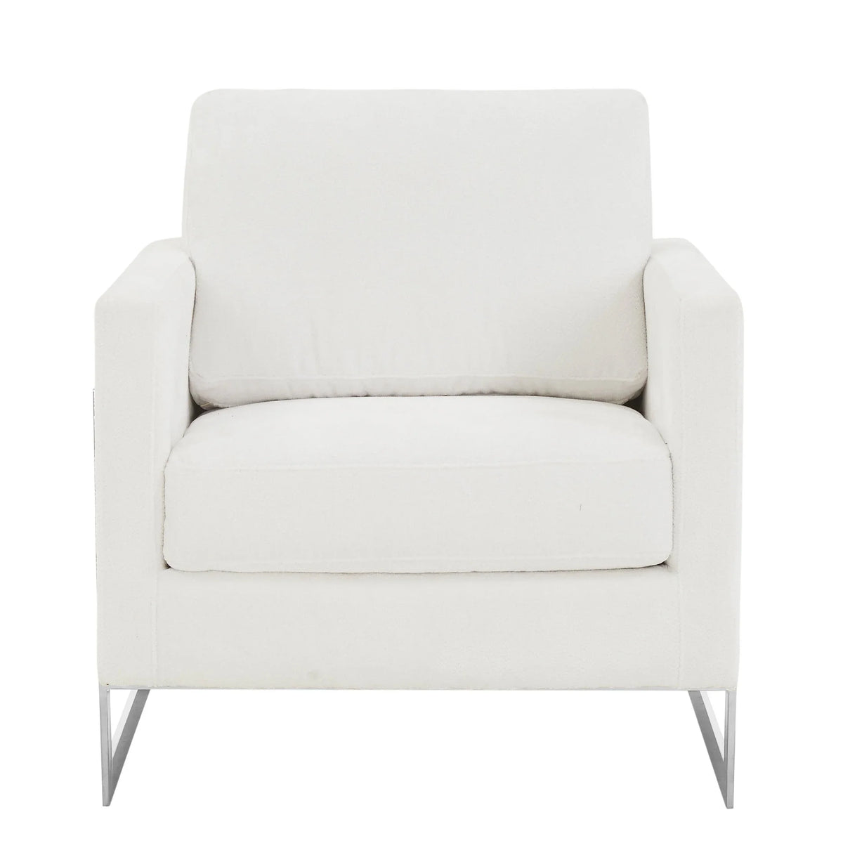 Lincoln Accent Chair Upholstered in Boucle with Black Stainless-Steel Frame - Elax Furniture