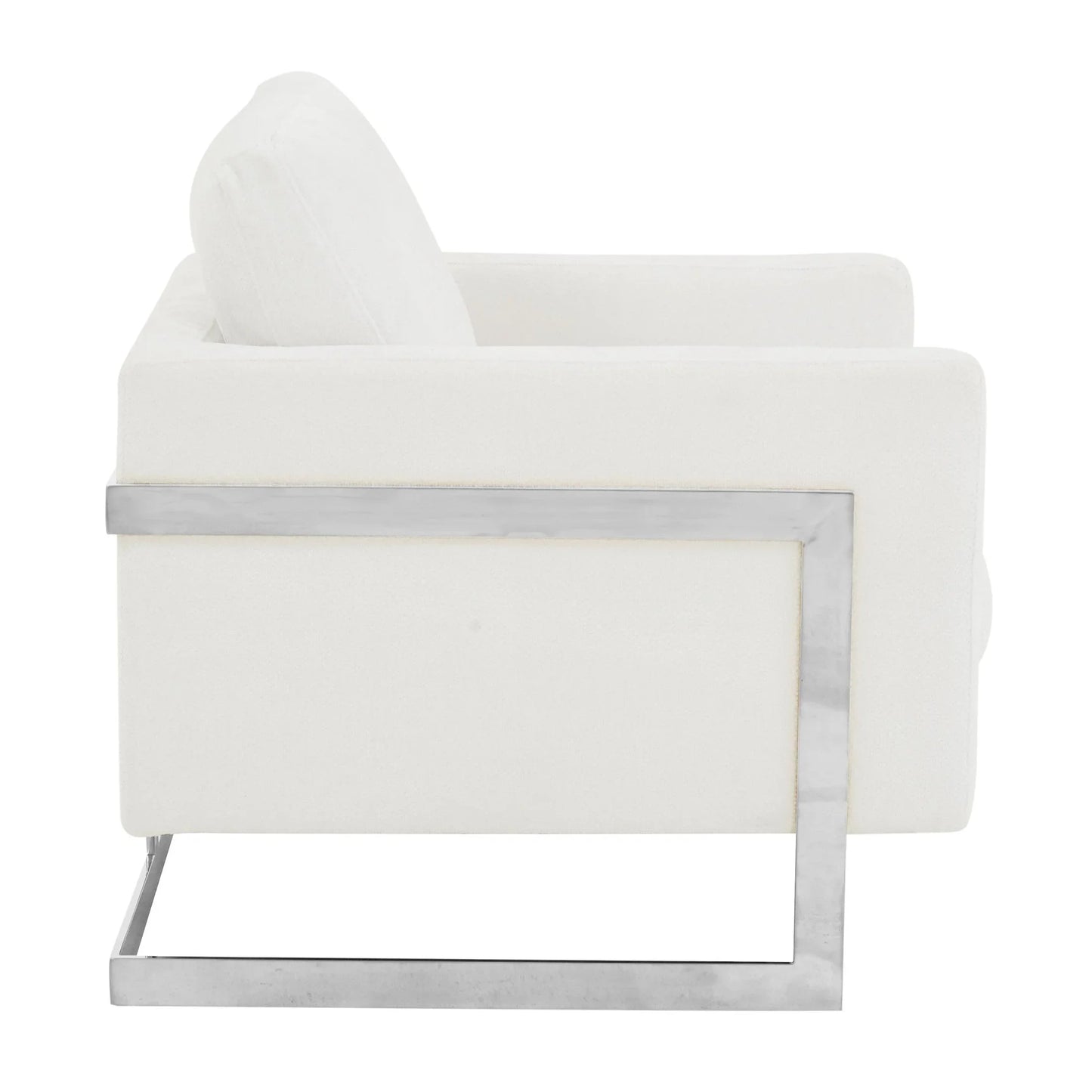 Lincoln Accent Chair Upholstered in Boucle with Black Stainless-Steel Frame - Elax Furniture