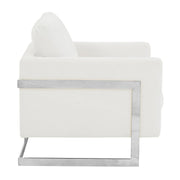 Lincoln Accent Chair Upholstered in Boucle with Black Stainless-Steel Frame - Elax Furniture
