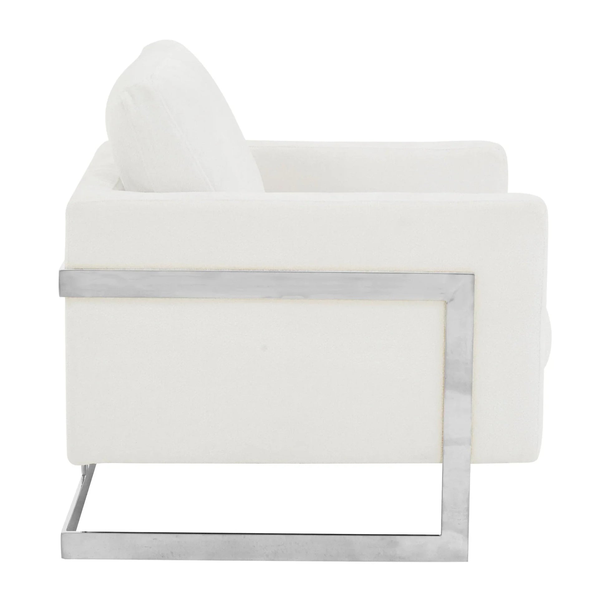 Lincoln Accent Chair Upholstered in Boucle with Black Stainless-Steel Frame - Elax Furniture