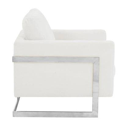 Lincoln Accent Chair Upholstered in Boucle with Black Stainless-Steel Frame - Elax Furniture